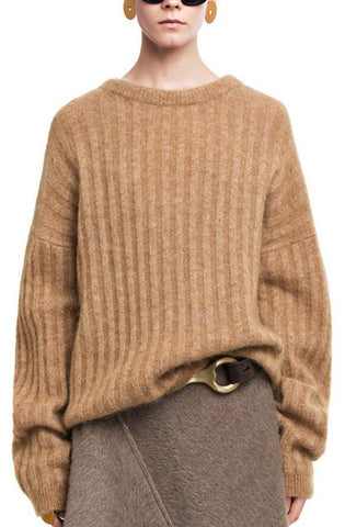 'Dramatic Moh' Knit Sweater in Camel - DESIGNER INSPIRED FASHIONS
