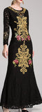 Embroidered Black Lace Gown