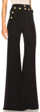 Lion Head-Gold-Button-Embellished Wide Legged Pants - Black or White - DESIGNER INSPIRED FASHIONS