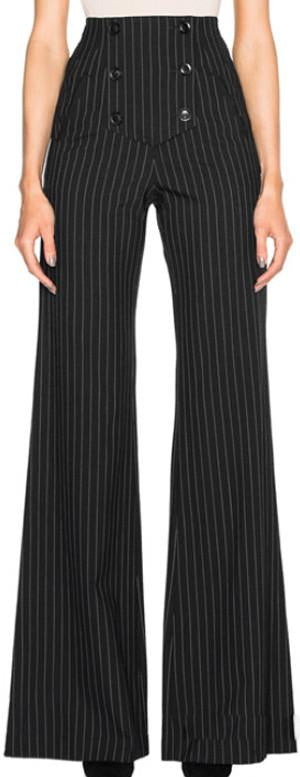 High-Waist Pinstripe Flared Pants - DESIGNER INSPIRED FASHIONS