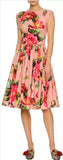 Cap-Sleeve Floral-Print Poplin Dress, Pink Pattern - DESIGNER INSPIRED FASHIONS
