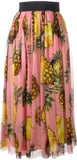 Pineapple Print Pleated Midi Skirt - DESIGNER INSPIRED FASHIONS