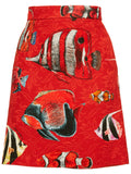 Fish Print Jacket & Mini Skirt Set