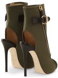 'Roxie' Leather Trimmed Canvas Bootie - DESIGNER INSPIRED FASHIONS
