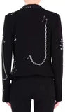 Safety Pin and Chain Embellished Blazer