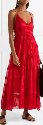 'Eliza' Tiered Silk-Crepon Maxi Dress | DESIGNER INSPIRED FASHIONS