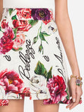 Peonies Printed Brochen Skirt