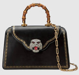 Frame Print Leather Top Handle Bag, Black