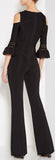 'Cayleigh' Flared-Sleeve Cutout Jumpsuit - Black or Blue
