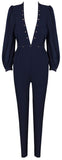 'Esplanade' Rivet Jumpsuit in Dark Blue - DESIGNER INSPIRED FASHIONS