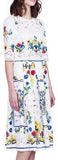 Laser-Cut Tile Print Dress in White - DESIGNER INSPIRED FASHIONS