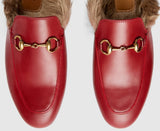Princetown Horsebit Fur-Lined Leather Loafer-Slippers - (Pink, Red, Black) - DESIGNER INSPIRED FASHIONS