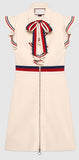 'Sylvie Web' Ruffle Zip-Front Dress, White - DESIGNER INSPIRED FASHIONS