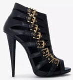 Black Peep-Toe Alien Booties