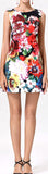 Floral-Appliques Embellished Printed Mini Shift Dress