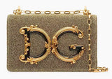 Crossbody Lurex Metallic Shoulder Bag with Chain Strap -Silver or Gold