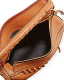 Puzzle Whipstitch Leather Satchel Bag, Tan