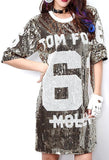 Sequin Embellished Jersey T-Shirt in Gold or Silver - DESIGNER INSPIRED FASHIONS