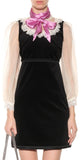 Black Velvet Organza Dress with Bow Detail - DESIGNER INSPIRED FASHIONS