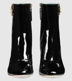 Patent Leather Ankle Boots with Bee