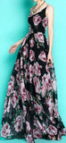 Rose-Print Sleeveless Maxi Dress