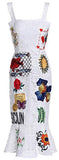 Printed Lace-Macrame Knee-Length Dress