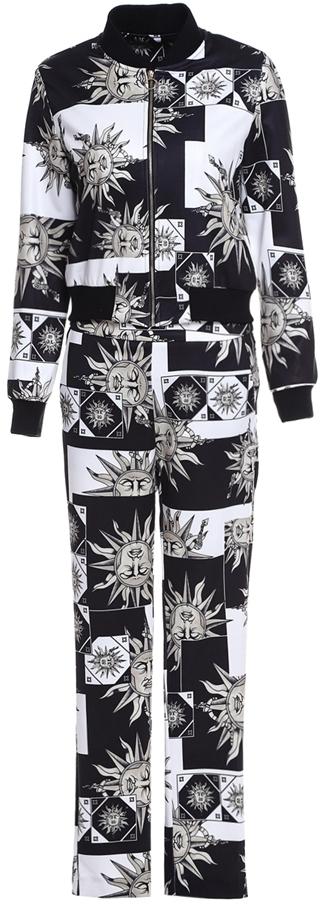 Black & White Sun Printed Jacket & Pant Set