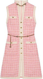 Chain-Embellished Tweed Dress