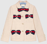 Embellished Tweed Jacket with Web Bows - DESIGNER INSPIRED FASHIONS