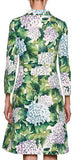 Hydrangea Single-Breasted Brocade Coat, Green