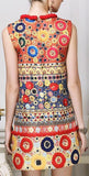'Carretto' Embroidered Multicolored Shift Dress - DESIGNER INSPIRED FASHIONS