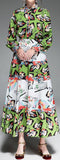 Fan-Printed Blouse & Skirt Set