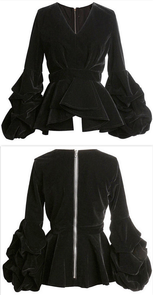 Black Velvet Peplum Top Universal Inspired Fashions