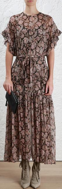 Bowerbird Frill Silk Dress - DESIGNER INSPIRED FASHIONS