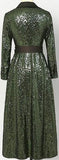Sequin-Embellished Wrap-Effect Midi Dress