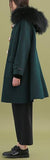 Fur-Hooded Toggle-Buttoned Oversized Wool Coat