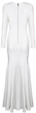 Long Mesh-Panel White Bodycon Gown