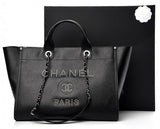 Caviar Medium Studded Deauville Tote Black