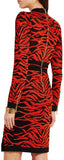 Red Wrap Effect Jacquard Knit Dress - DESIGNER INSPIRED FASHIONS