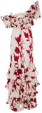 'Victoria Falls' Crepe Ruffle Floral Printed Dress