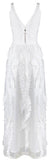 Leaf-Embellished Bandage-Top Midi Dress, White