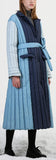 Color-Block Paneled Long Puffer Coat
