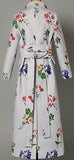Floral Print Circle Cut-Out Wool-Blend Coat