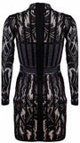 Black Corset Lace Stretchy Bodycon Mini Dress