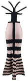 Color-Contrasting Strappy Fluted Bodycon Maxi Dress - DESIGNER INSPIRED FASHIONS