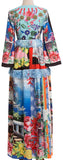 Multi Mixed Print Fringed Maxi Dress