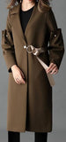Button Ruffled-Sleeve Coat