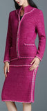 Knit Wool-Blend Jacket & Skirt Set