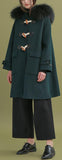 Fur-Hooded Toggle-Buttoned Oversized Wool Coat