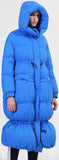 Blue Paneled Puffer Coat